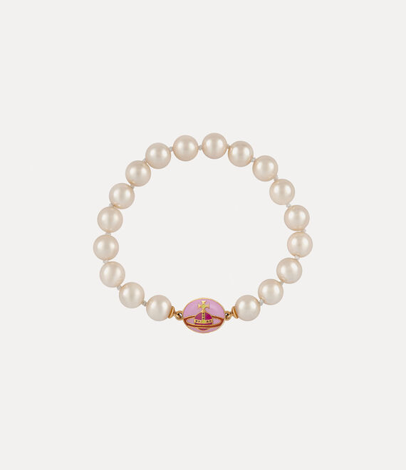 Vivienne Westwood Loelia Bracelet in GOLD/MAGENTA Enamel/CREAMROSE Pearl